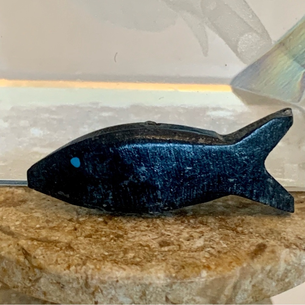 Zuni Style Fish Fetish Bead Drilled Stone Native American Animal Mini Carving 1"